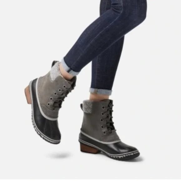 Sorel Shoes - Sorel Women's Slimpack Lace II Winter Snow Rain Duck Boots Quarry Black Size 7